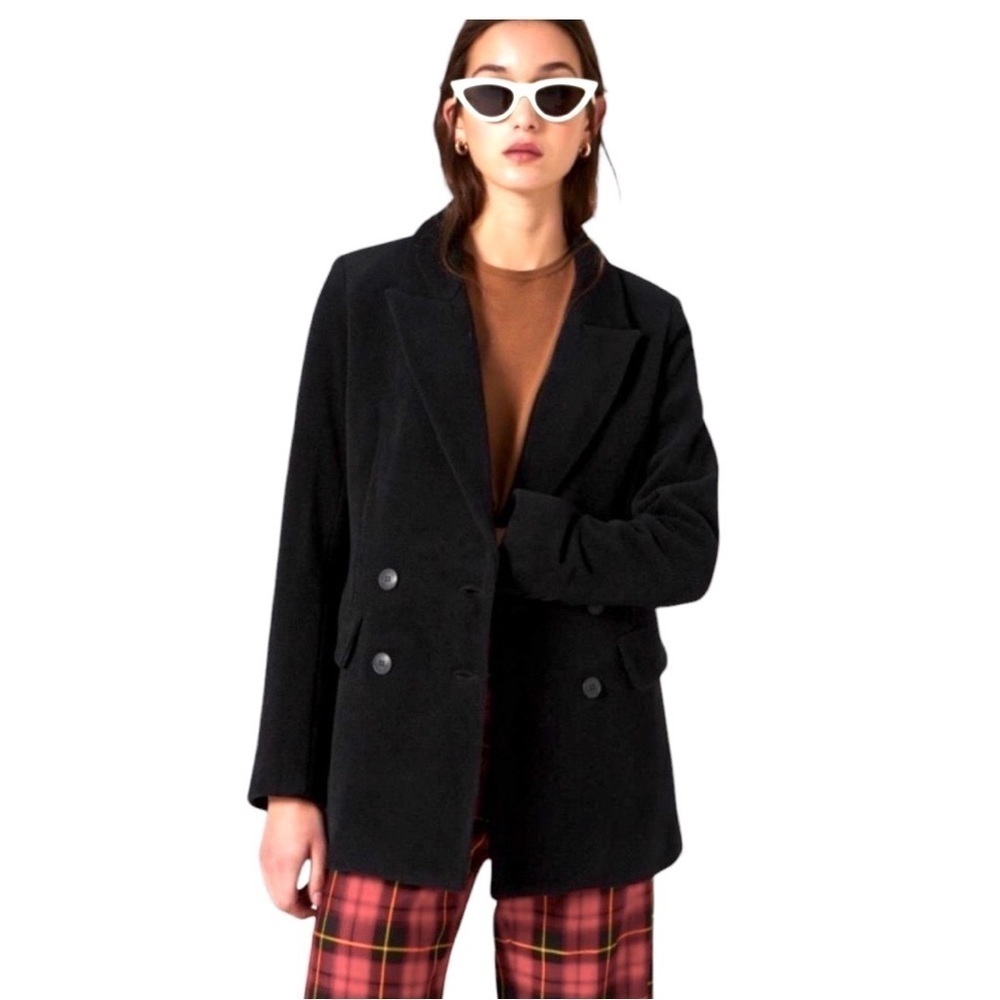 Wool Double Breasted Black Pea Coat